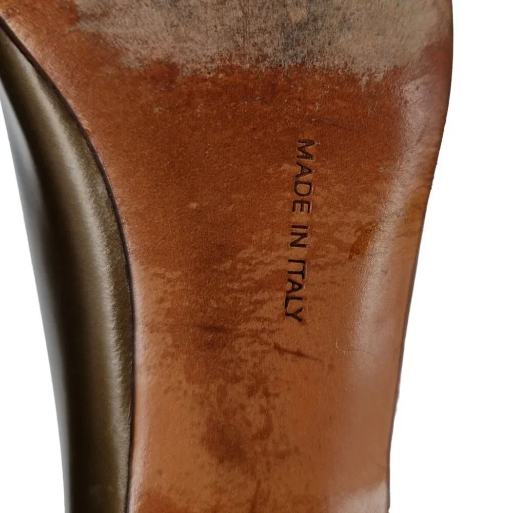 Vintage Salvatore Ferragamo Bronze Vara Bow Pumps Womens 8.5 Dress Shoes Italy - Picture 12 of 13